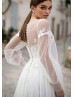 Transparent Sleeve Ivory Lace Tulle Wedding Dress